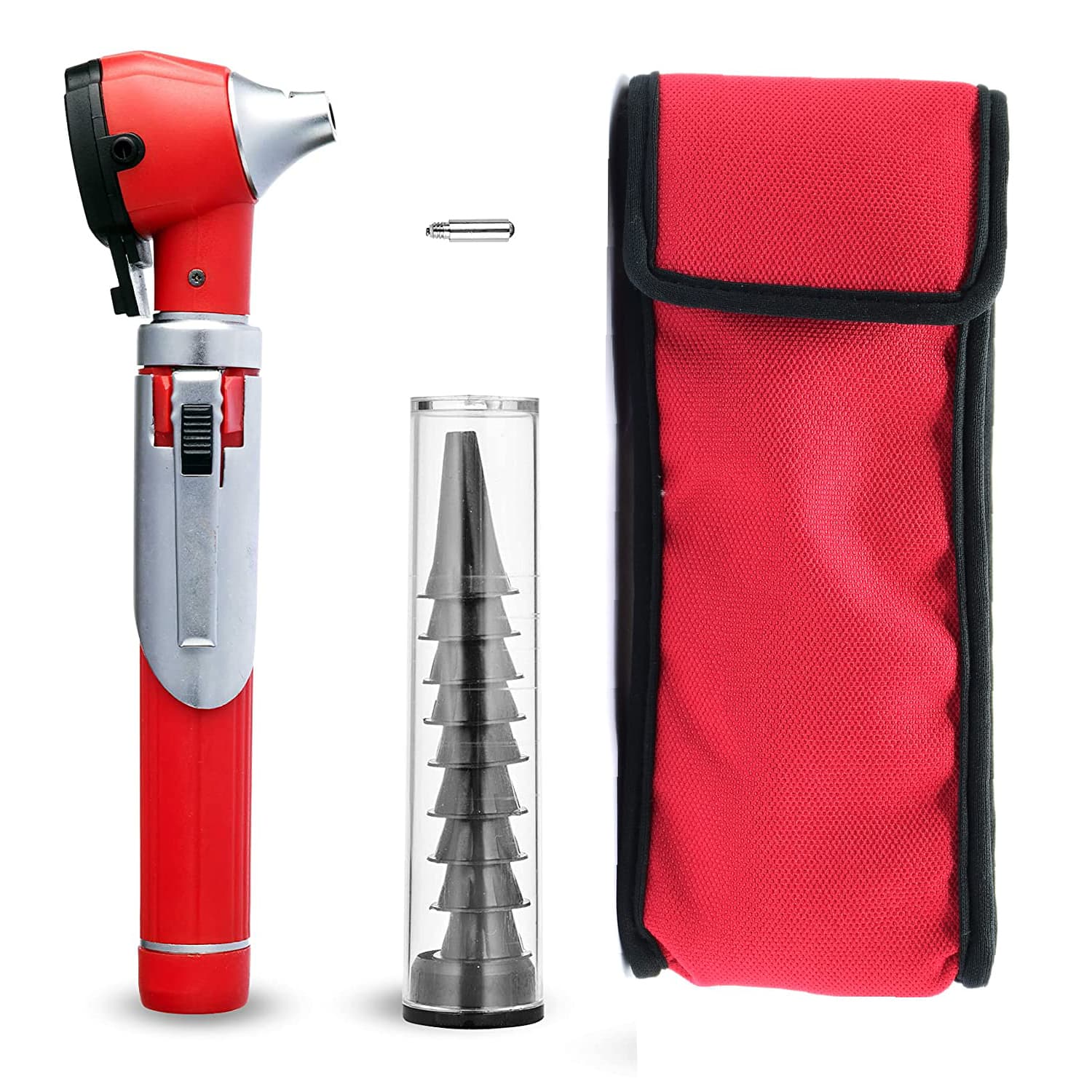 F.O-Mini-Otoscope-Red01 Fiber Optic Mini Otoscope Red - Image 1